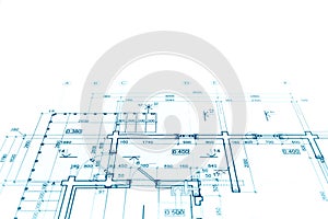 Floor plan project, technical drawing, construction blueprint ba