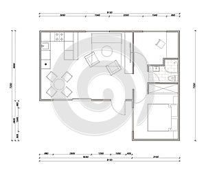 Floor plan of the simple bungalow