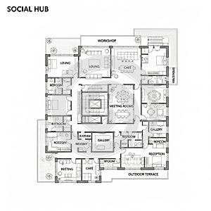 As LOUNG likely lounge RETROOM and REETING which might be intended as