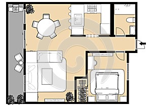 Floor plan top view Apartment interior floorplan