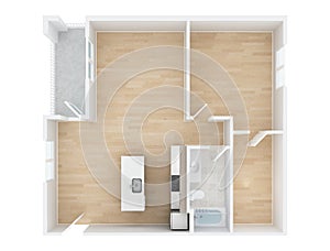 Floor plan top view isolated on white background. New floor plan with no furniture.