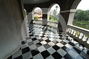 Floor with retro checkered pattern