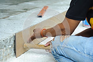 Floor tile installation