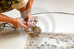 Floor tile installation for house building