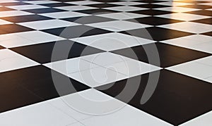 Big black and white checkered pattern tiles.