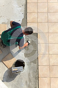 Floor tiles installation photo