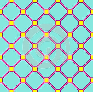 Floor tiles pattern, blue pink and yellow