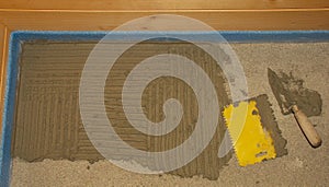 Floor Tiling Adhesive and Trowel