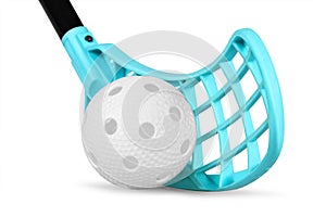 Floorball stick and white ball