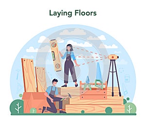 Flooring installer. Professional parquet laying, wooden or tile floor