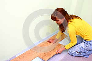Flooring with laminated board photo