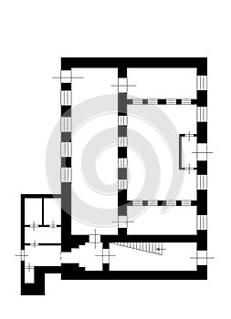 Floorplan. Apartment plan layout house. Plan space. Interior design elements kitchen, bedroom, bathroom.