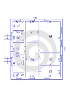 Floorplan. Set of groundfloor blueprints. Floor plan.