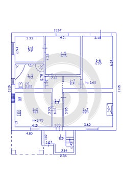 Floorplan. Set of groundfloor blueprints. Floor plan.