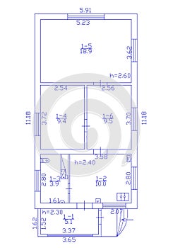 Floorplan. Set of groundfloor blueprints. Floor plan.