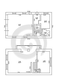 Floorplan. Set of groundfloor blueprints. Floor plan.