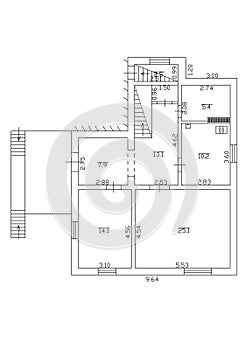 Floorplan. Set of groundfloor blueprints. Floor plan.