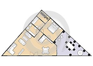 Floorplans. Unusual floorplan. Unique house plans. Unusual shape apartment floor plan. photo
