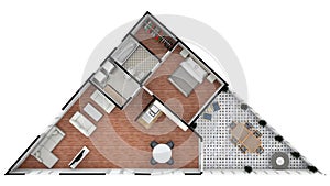 Floorplans. Unusual floorplan. Unique house plans. Unusual shape apartment floor plan. photo