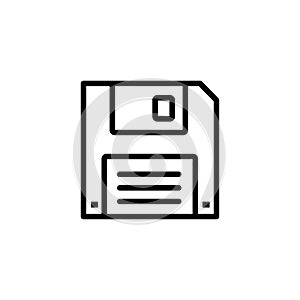 Floppy Disc Line Icon In Flat Style Vector For App, UI, Websites. Black Icon Vector Illustration
