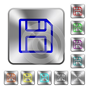 Floppy disk as save symbol rounded square steel buttons