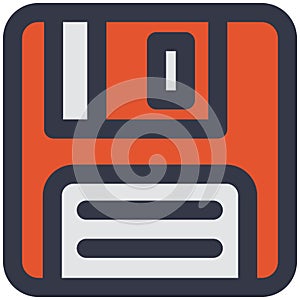 Floppy disk data file save button flat vector icon
