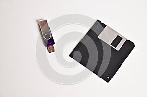 Floppy disk diskette and USB flash drive memory stick