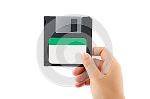 Floppy disk in Female Hand