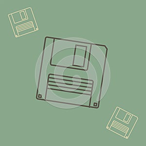 Floppy disk icon in outline style.