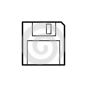 Floppy disk line icon, flat design style. Diskette outline vector illustration isolated on white background