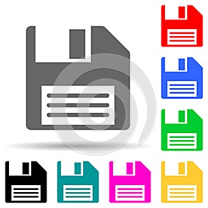 Floppy Disk multi color style icon. Simple thin line, outline vector of web icons for ui and ux, website or mobile application