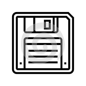 floppy disk saving loading data line icon vector illustration