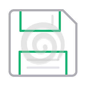 Floppy thin line color vector icon