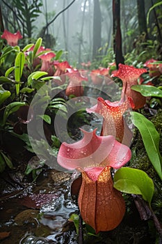 Flora and fauna in humid tropical rainforest