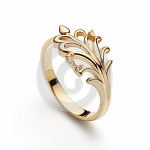 Flora And Leaf Diamond Ring In 18k Gold - Inspired By Crown