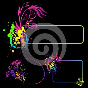 Floral abstract banner with blots