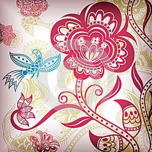 Floral Abstract Bird