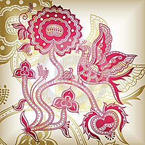 Floral abstract bird