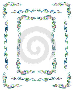 Floral Abstract Garden Frames and Corner Borders for Design Elements