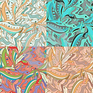 Floral Abstract oriental Seamless patterns set