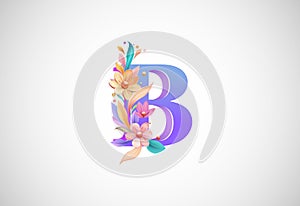 Floral alphabet B. Logo for wedding invitations, greeting card, birthday, logo, poster other ideas