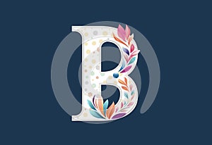 Floral alphabet B. Logo for wedding invitations, greeting card, birthday, logo, poster other ideas