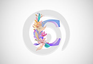 Floral alphabet C. Logo for wedding invitations, greeting card, birthday, logo, poster other ideas