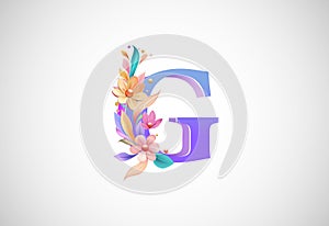 Floral alphabet G. Logo for wedding invitations, greeting card, birthday, logo, poster other ideas