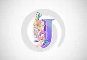 Floral alphabet J. Logo for wedding invitations, greeting card, birthday, logo, poster other ideas