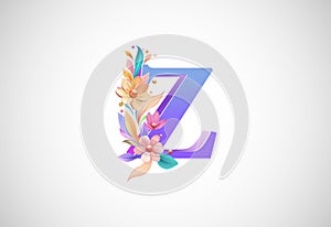 Floral alphabet Z. Logo for wedding invitations, greeting card, birthday, logo, poster other ideas