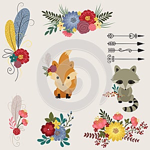 Floral and animals icons