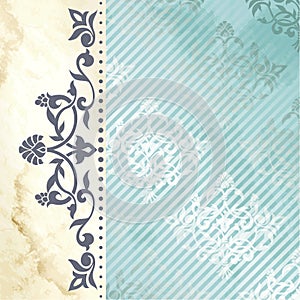 Floral arabesque background in blue and gold