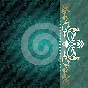 Floral arabesque background in green and gold