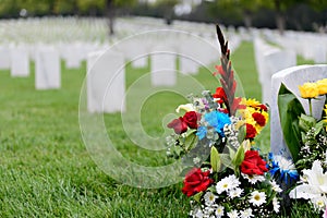 A floral Arrangement at cemetery on Memorial Day